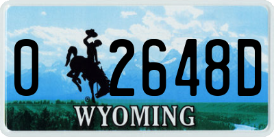 WY license plate 02648D