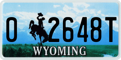 WY license plate 02648T