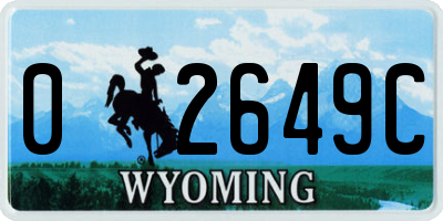 WY license plate 02649C
