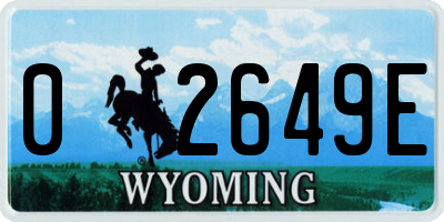 WY license plate 02649E