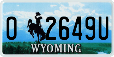 WY license plate 02649U