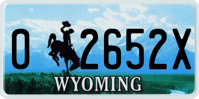WY license plate 02652X