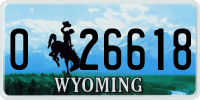 WY license plate 026618