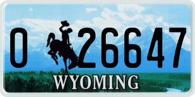 WY license plate 026647