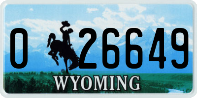 WY license plate 026649