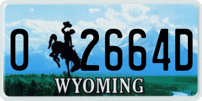WY license plate 02664D