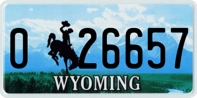 WY license plate 026657