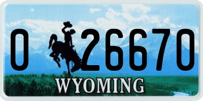 WY license plate 026670