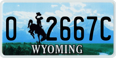 WY license plate 02667C