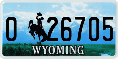 WY license plate 026705