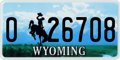 WY license plate 026708
