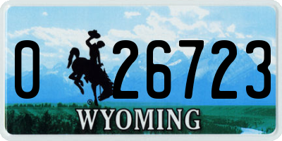WY license plate 026723