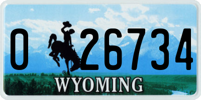 WY license plate 026734