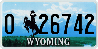 WY license plate 026742