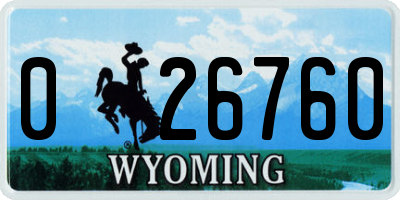 WY license plate 026760