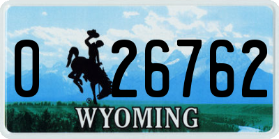 WY license plate 026762