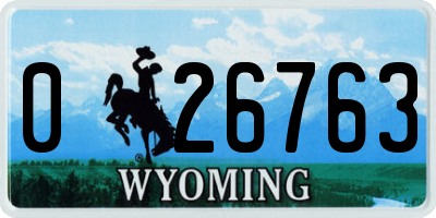 WY license plate 026763