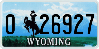 WY license plate 026927