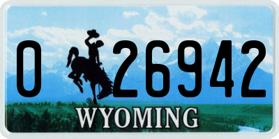 WY license plate 026942