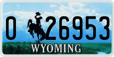 WY license plate 026953