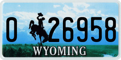 WY license plate 026958