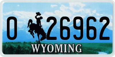 WY license plate 026962