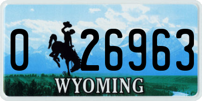 WY license plate 026963