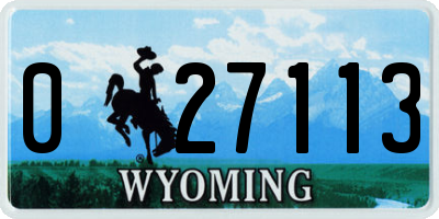 WY license plate 027113