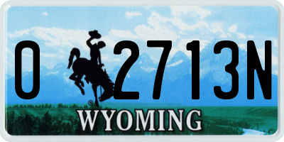WY license plate 02713N