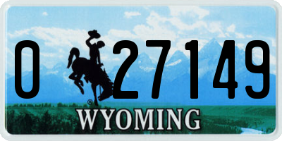 WY license plate 027149