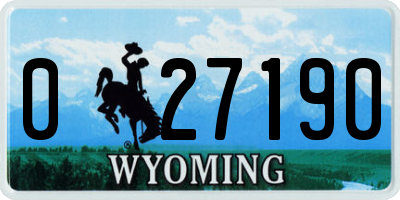 WY license plate 027190
