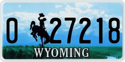 WY license plate 027218