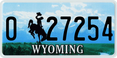 WY license plate 027254