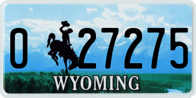 WY license plate 027275