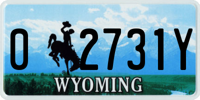 WY license plate 02731Y