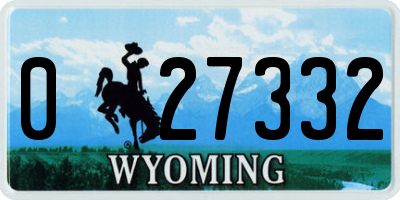WY license plate 027332