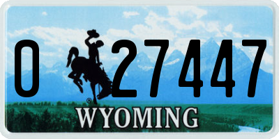 WY license plate 027447
