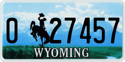 WY license plate 027457