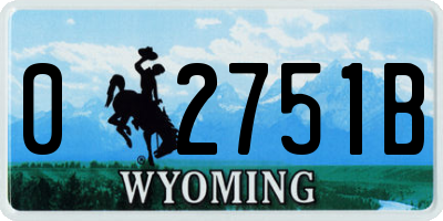 WY license plate 02751B