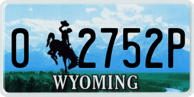 WY license plate 02752P