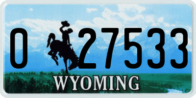 WY license plate 027533