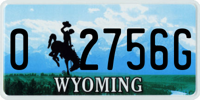 WY license plate 02756G