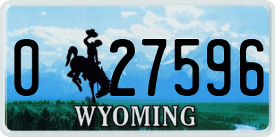 WY license plate 027596