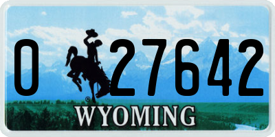 WY license plate 027642