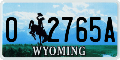 WY license plate 02765A