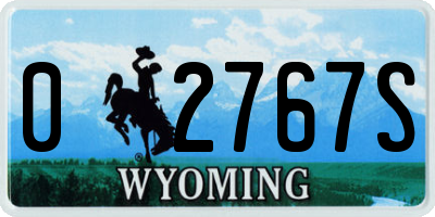 WY license plate 02767S