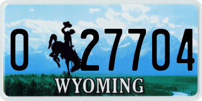 WY license plate 027704
