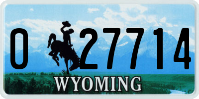 WY license plate 027714