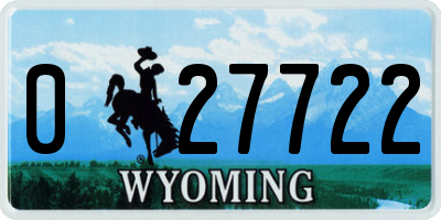 WY license plate 027722