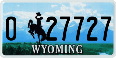 WY license plate 027727